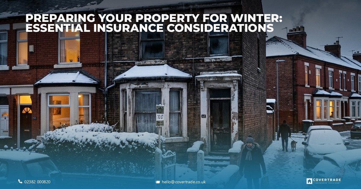 UK commercial property with winter snow and ice
