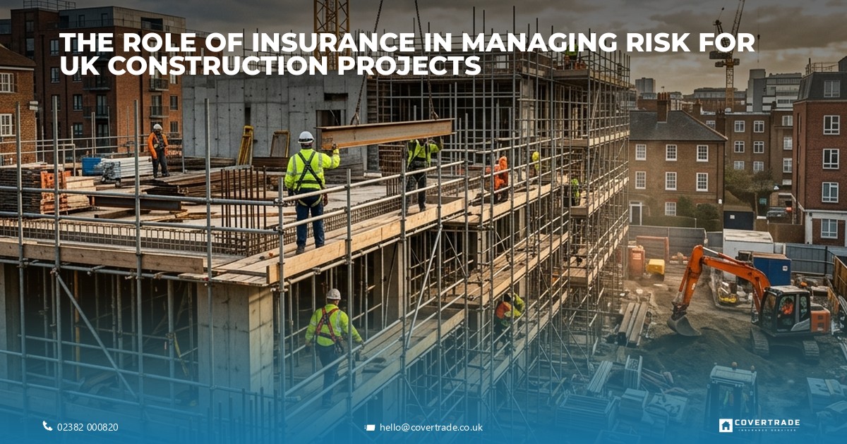 UK construction site highlighting insurance-managed risks