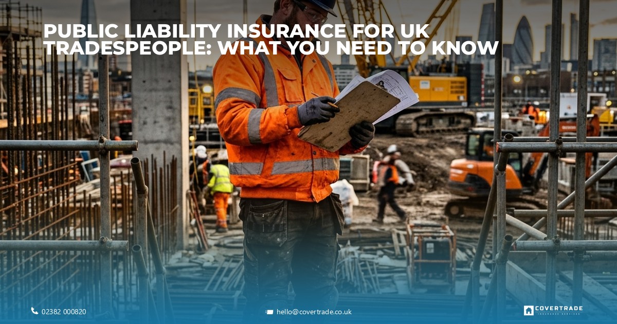 UK tradesperson reviewing documents on a construction site.