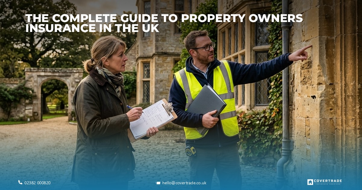 UK property owner inspecting rental property