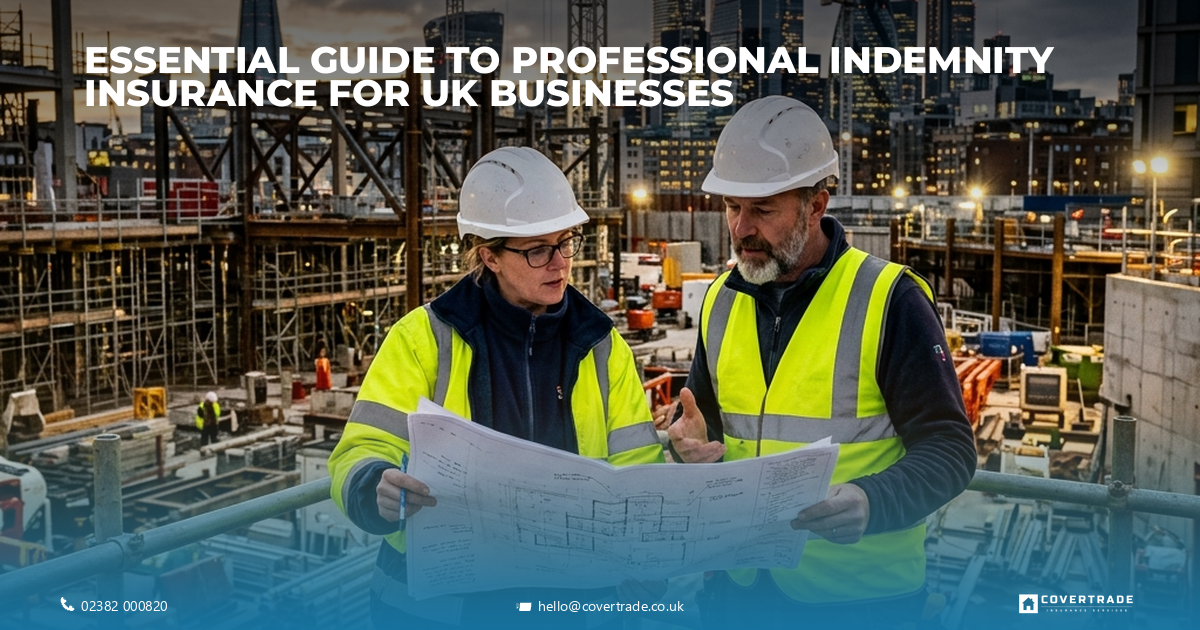 UK business professional reviewing insurance documents