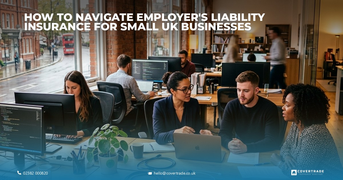 Small UK business office with diverse employees