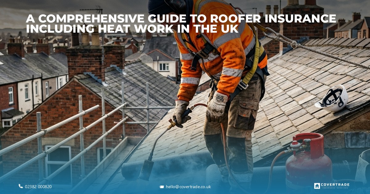 Roofer using torch-on roofing method in the UK, showcasing heat work.
